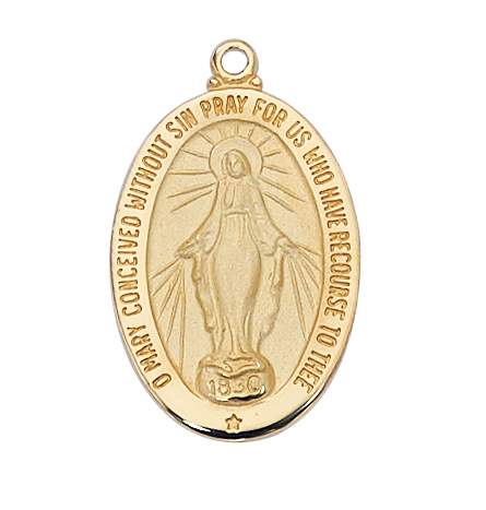 Miraculous Medal Gold/Sterling on 18" Chain