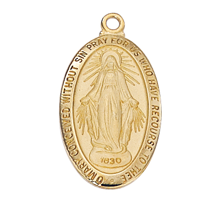 Miraculous Medal - 18K Gold Over Sterling Silver on 18" Chain