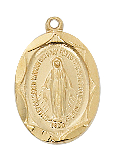 Miraculous Medal Gold/Sterling  18" chain